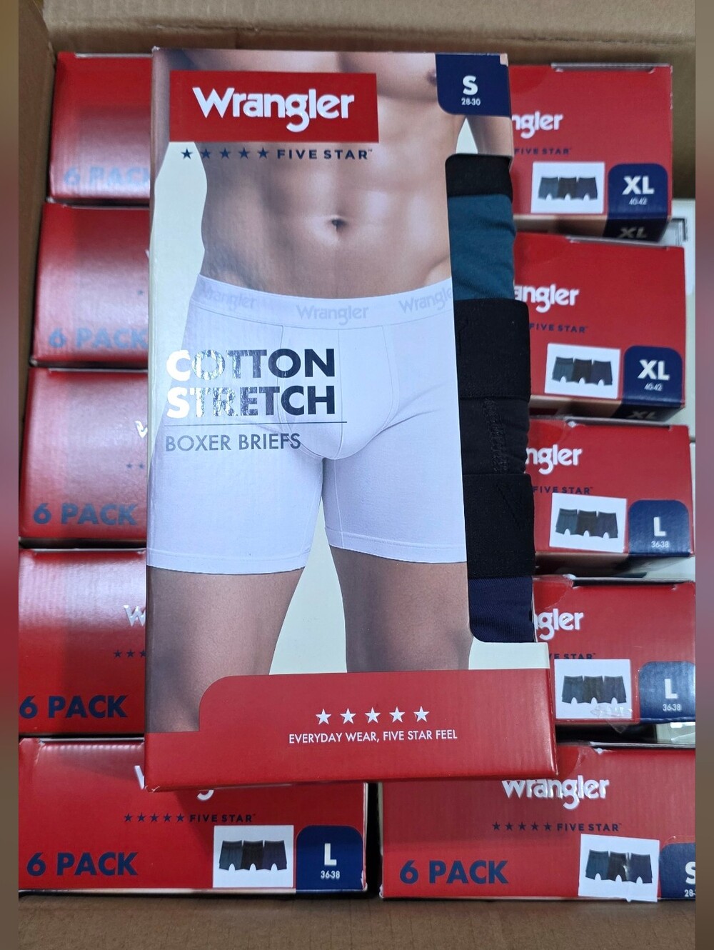 Wrangler White and Black Cotton Stretch Boxer Briefs - Multi-Pack